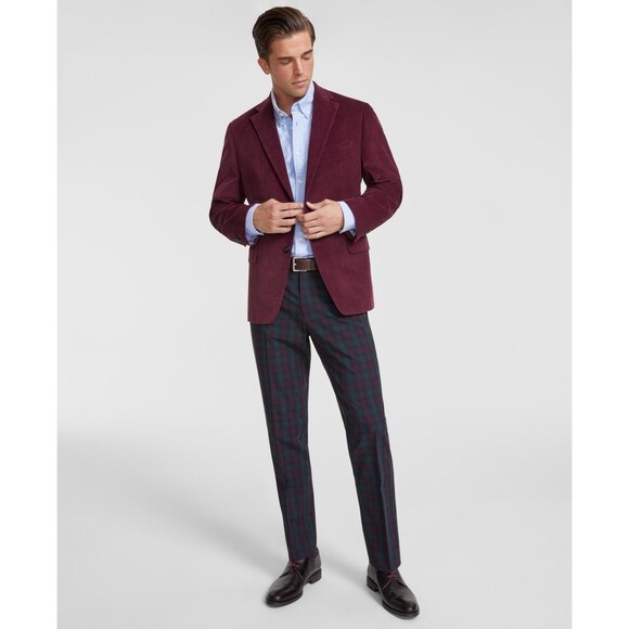 Tommy Hilfiger Men's Modern-Fit Corduroy Sport Coat Burgundy